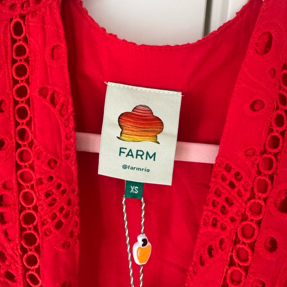 FARM Rio Vibrant Red Eyelet romper - Picture 5 of 7